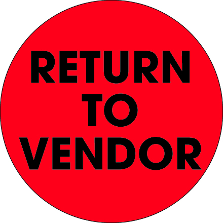 2" Circle - "Return To Vendor" Fluorescent Red Labels