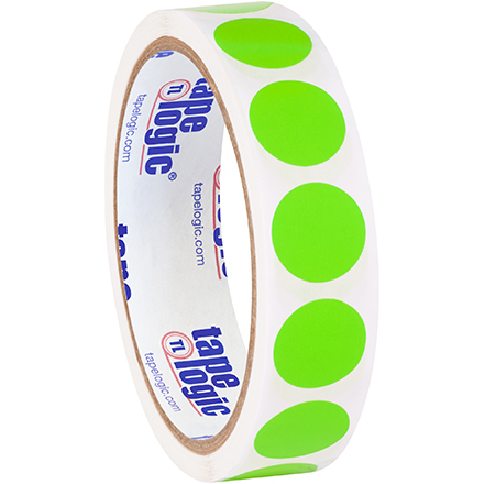 3/4" Circles - Fluorescent Green Removable  Labels