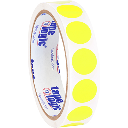 3/4" Circles - Fluorescent Yellow Removable Labels