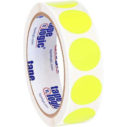 1" Circles - Fluorescent Yellow Removable Labels