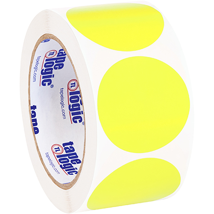 2" Circles - Fluorescent Yellow Removable Labels