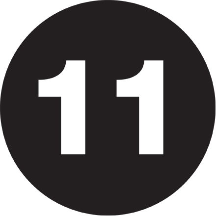 1" Circle - "11" (Black) Number Labels