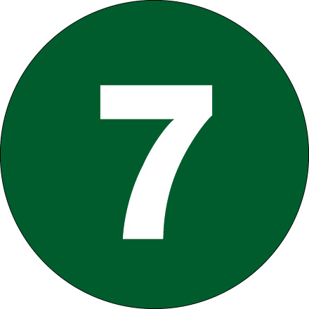 2" Circle - "7" (Dark Green) Number Labels