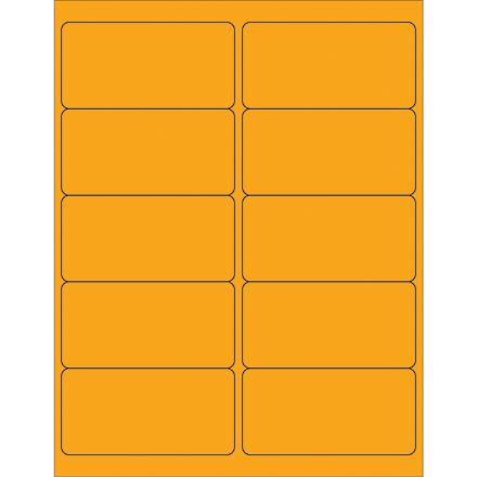 4 x 2" Fluorescent Orange Removable Rectangle Laser Labels