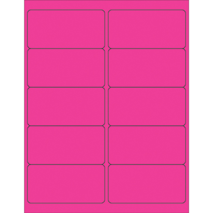 4 x 2" Fluorescent Pink Removable Rectangle Laser Labels