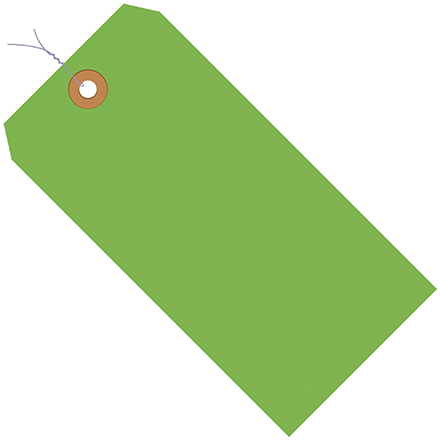 4 <span class='fraction'>1/4</span> x 2 <span class='fraction'>1/8</span>" Fluorescent Green 13 Pt. Shipping Tags - Pre-Wired