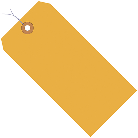 3 <span class='fraction'>1/4</span> x 1 <span class='fraction'>5/8</span>" Fluorescent Orange 13 Pt. Shipping Tags - Pre-Wired