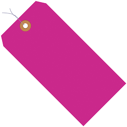 3 <span class='fraction'>3/4</span> x 1 <span class='fraction'>7/8</span>" Fluorescent Pink 13 Pt. Shipping Tags - Pre-Wired