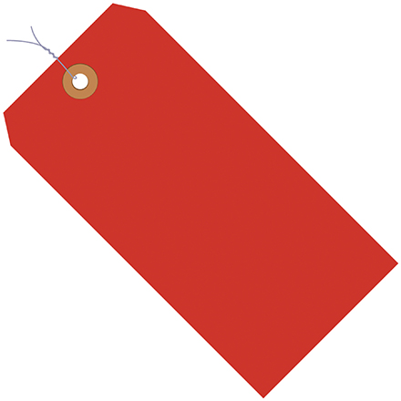 5 <span class='fraction'>3/4</span> x 2 <span class='fraction'>7/8</span>" Fluorescent Red 13 Pt. Shipping Tags - Pre-Wired
