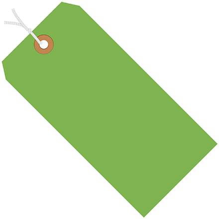 3 <span class='fraction'>1/4</span> x 1 <span class='fraction'>5/8</span>" Green 13 Pt. Shipping Tags - Pre-Strung