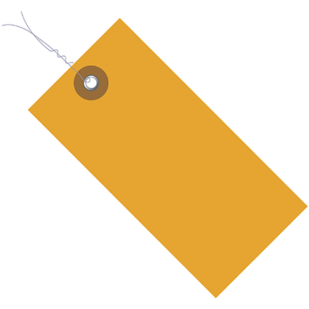 6 <span class='fraction'>1/4</span> x 3 <span class='fraction'>1/8</span>" Orange Tyvek<span class='rtm'>®</span> Shipping Tags - Pre-Wired