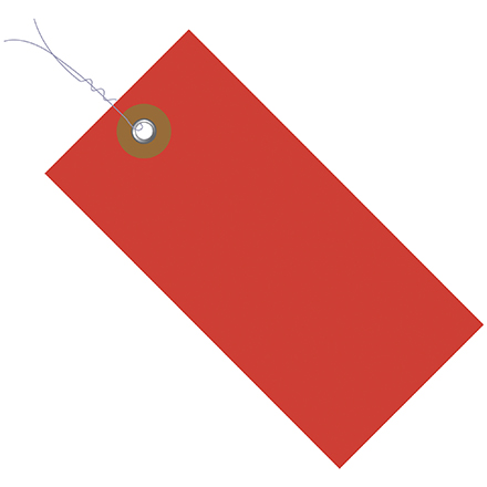 4 <span class='fraction'>1/4</span> x 2 <span class='fraction'>1/8</span>" Red Tyvek<span class='rtm'>®</span> Pre-Wired Shipping Tag
