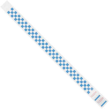 3/4 x 10" Blue Checkerboard Tyvek<span class='rtm'>®</span> Wristbands