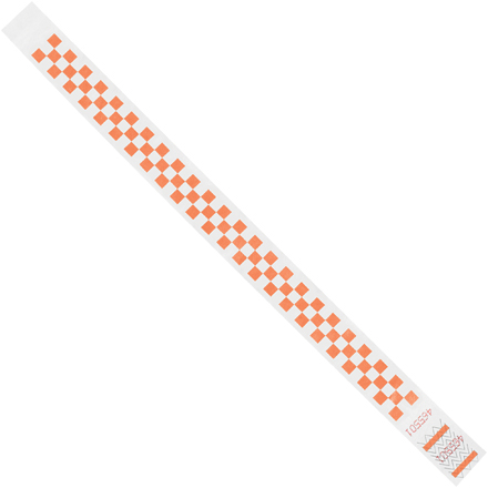 3/4 x 10" Orange Checkerboard Tyvek<span class='rtm'>®</span> Wristbands