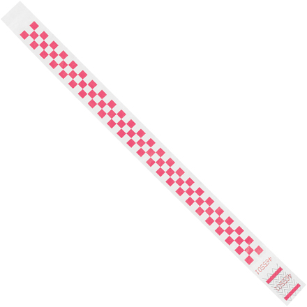 3/4 x 10" Pink Checkerboard Tyvek<span class='rtm'>®</span> Wristbands