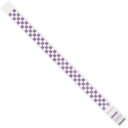 3/4 x 10" Purple Checkerboard Tyvek<span class='rtm'>®</span> Wristbands