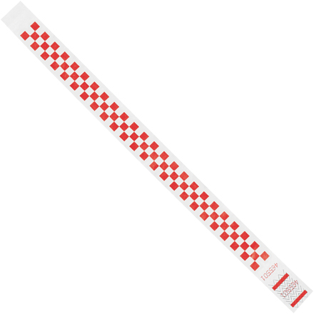 3/4 x 10" Red Checkerboard Tyvek<span class='rtm'>®</span> Wristbands