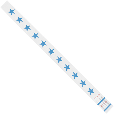 3/4 x 10" Blue Stars Tyvek<span class='rtm'>®</span> Wristbands