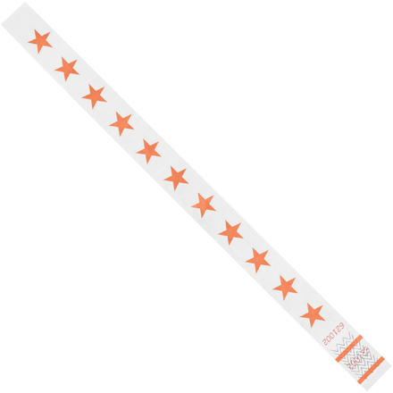 3/4 x 10" Orange Stars Tyvek<span class='rtm'>®</span> Wristbands