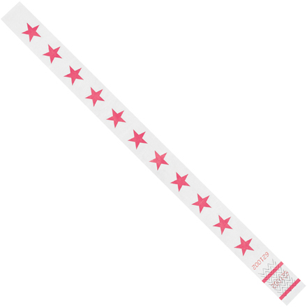 3/4 x 10" Pink Stars Tyvek<span class='rtm'>®</span> Wristbands