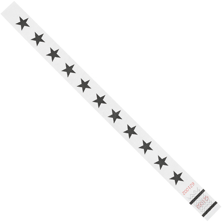 3/4 x 10" White Stars Tyvek<span class='rtm'>®</span> Wristbands