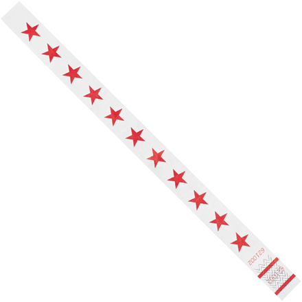 3/4 x 10" Red Stars Tyvek<span class='rtm'>®</span> Wristbands