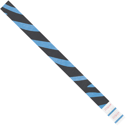 3/4 x 10" Blue Zebra Stripe Tyvek<span class='rtm'>®</span> Wristbands