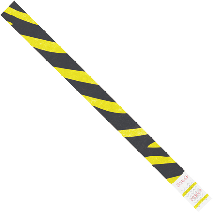 3/4 x 10" Yellow Zebra Stripe Tyvek<span class='rtm'>®</span> Wristbands